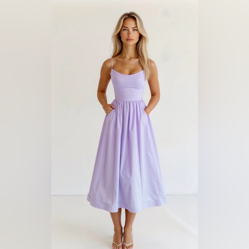 Women's Lilac Maxi Dress with Spaghetti Straps